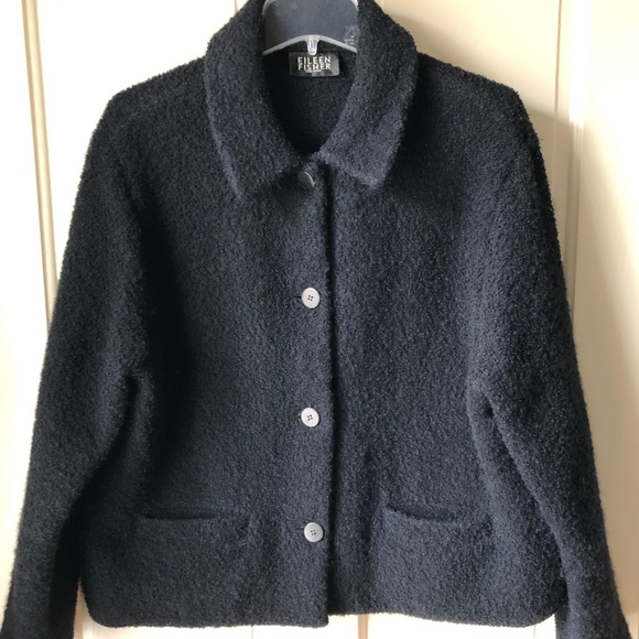 Eileen Fisher Jackets & Blazers - Eileen Fisher Black Wool Boucle Jacket
